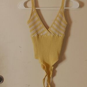 Vintage Wayne Rogers Silk Bodysuit With Yellow Siz